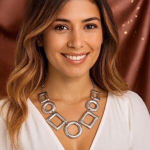 Handcrafted Silver Statement Necklace Turkish Artisan Silver-Plated Zamak